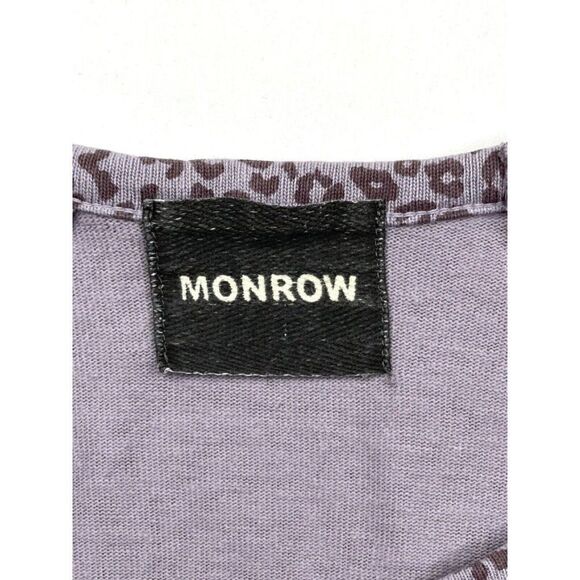 MONROW Purple Leopard Print Boyfriend Lightweight Sweatshirt - Picture 4 of 8